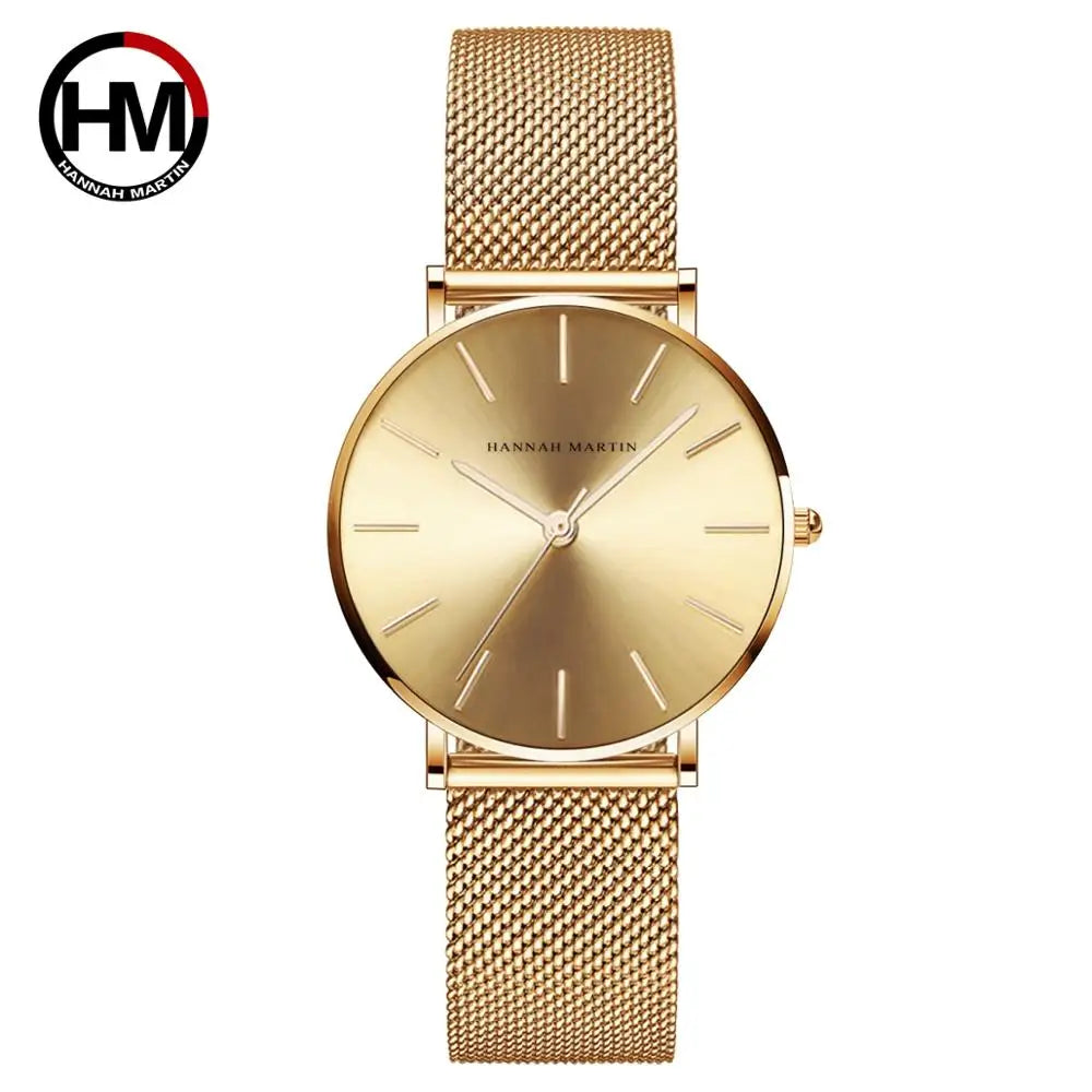 Montre Élégance HANNAH MARTIN pour Femme – Acier Inoxydable Classique & Quartz Japonais