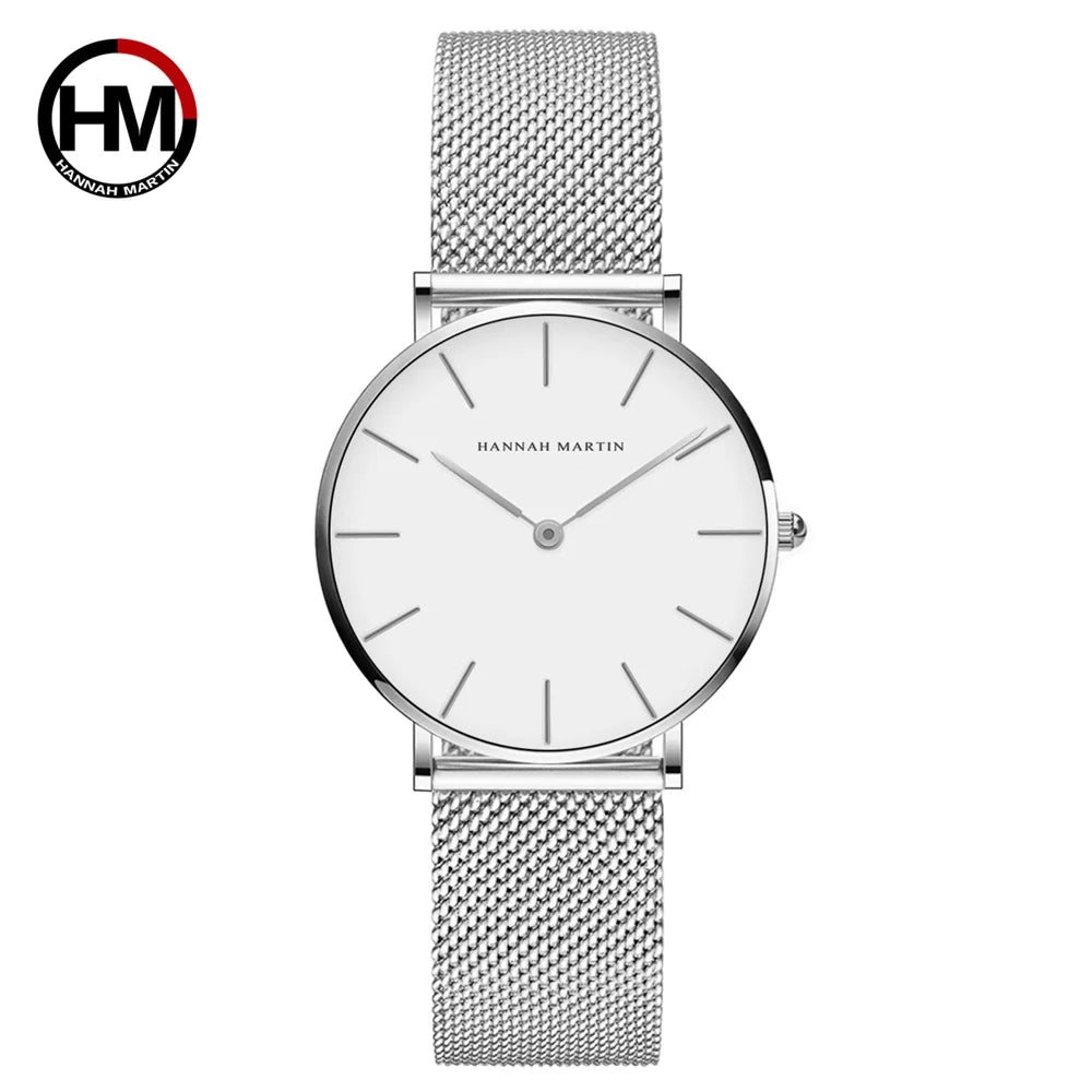 Montre Élégance HANNAH MARTIN pour Femme – Acier Inoxydable Classique & Quartz Japonais