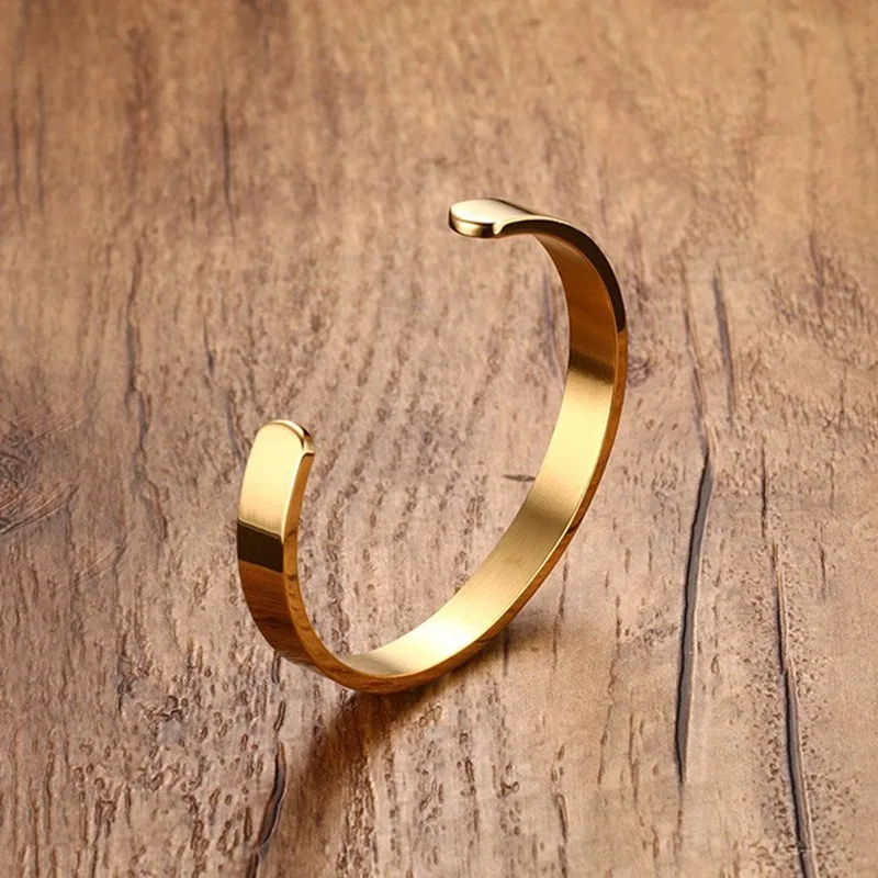 Bracelet Jonc Homme | Doré en Acier Inoxydable | Luxe et Élégance